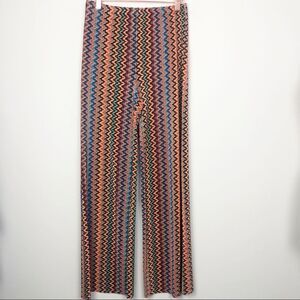 COCO BIANCO | Boho Multicolor Zig Zag Chevron Stripe Wide Leg Pants Women’s M
